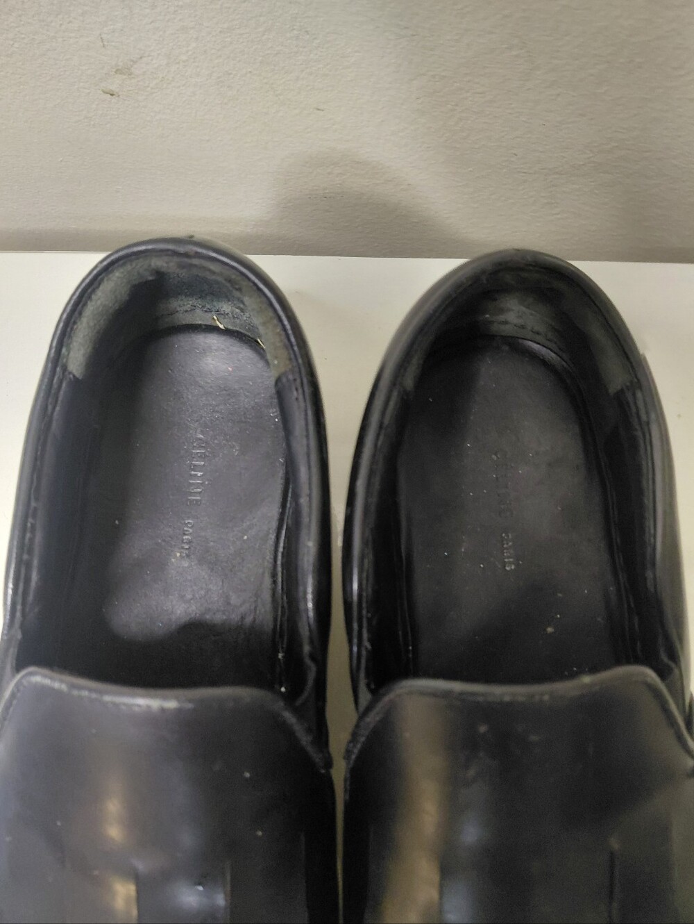Celine Black Leather Slip-On Sneakers with Kiltie Fringe Detail Size 6 - Picture 4 of 10